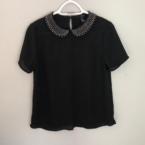 Black collared work shirt